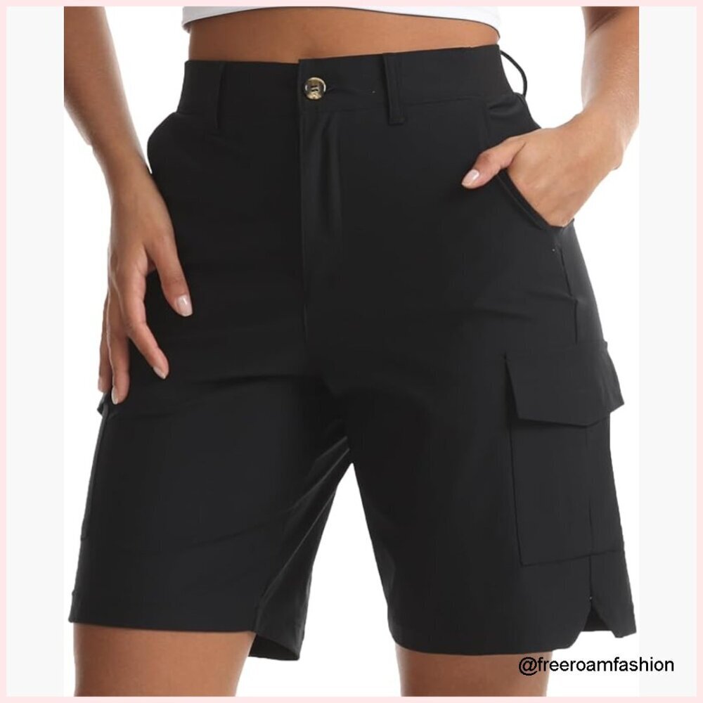 Women's Lightweight Water Resistant Cargo Shorts 8" Inseam Hiking Golf